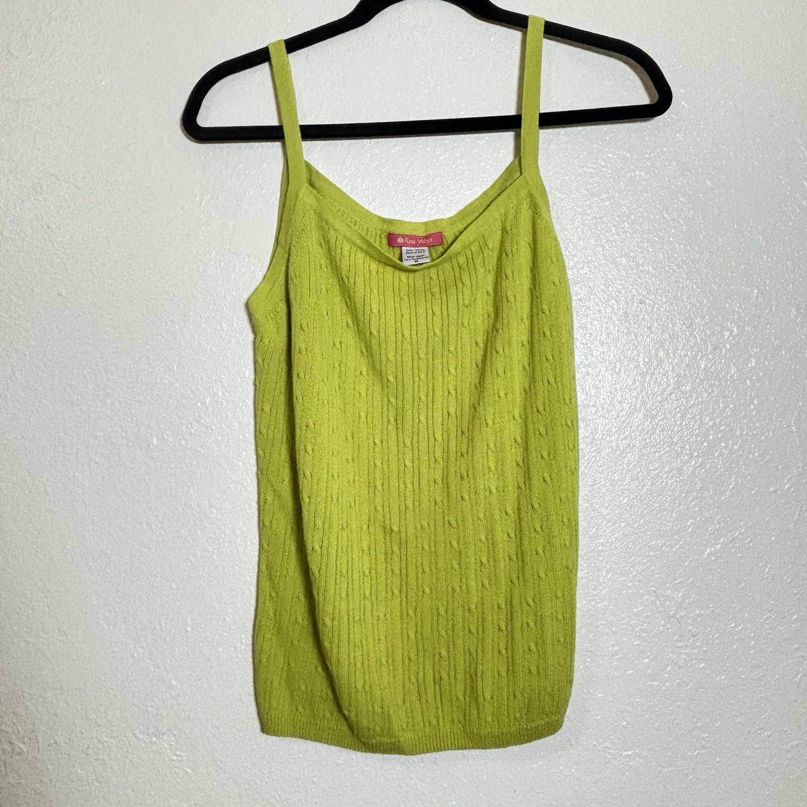 Y2k Lime Green Camisole Key West Knit Pattern Size Medium